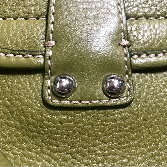 Banana Republic Olive Grass Green Leather Wristlet Clutch Mini Purse - Picture 13 of 14